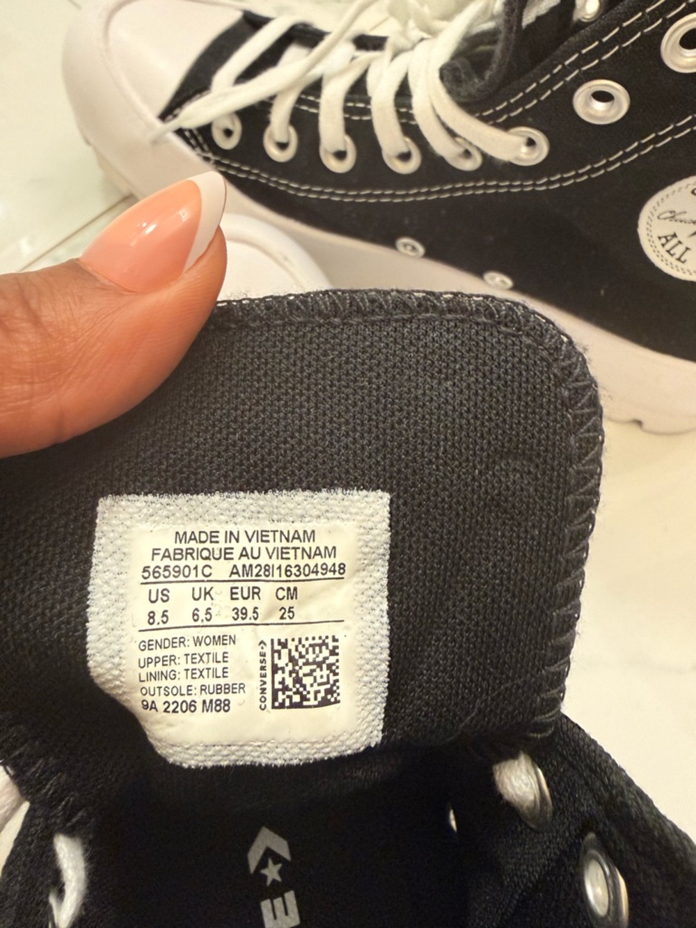 Converse Black High-Top All Star Sneakers with White Sole - Picture 6 of 6